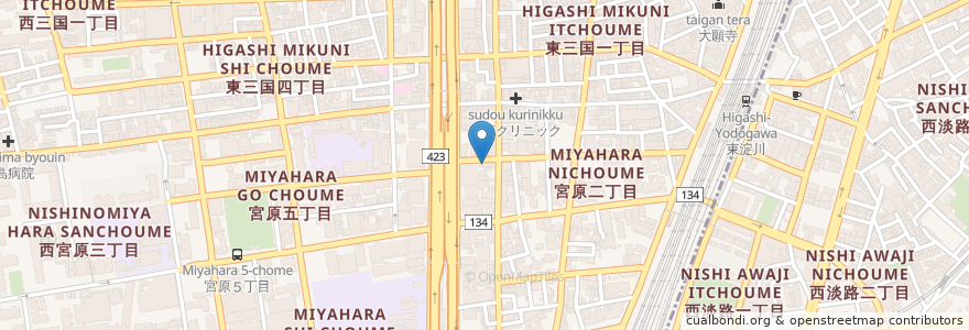 Mapa de ubicacion de わがまま気まま en ژاپن, 大阪府, 大阪市, 淀川区.