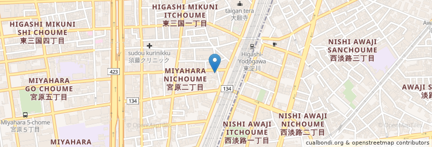 Mapa de ubicacion de 鶏陽和 en Jepun, 大阪府, 大阪市, 淀川区.