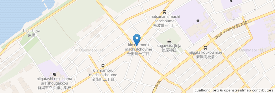 Mapa de ubicacion de Beans Cafe en ژاپن, 新潟県, 新潟市, 中央区.