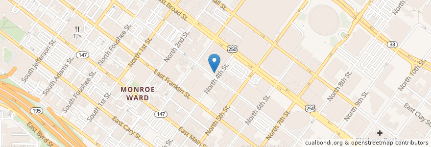 Mapa de ubicacion de Rappahannock Restaurant en Estados Unidos Da América, Virgínia, Richmond City.