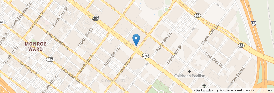Mapa de ubicacion de Richmond on Broad Cafe en アメリカ合衆国, バージニア州, Richmond City.