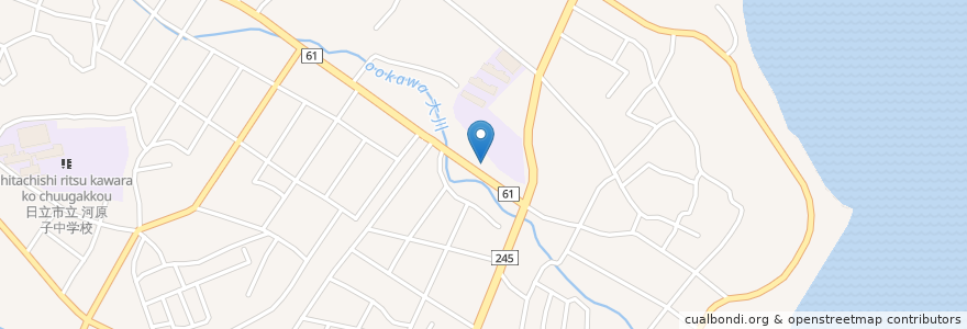 Mapa de ubicacion de 日立河原子郵便局 en Giappone, Prefettura Di Ibaraki, 日立市.