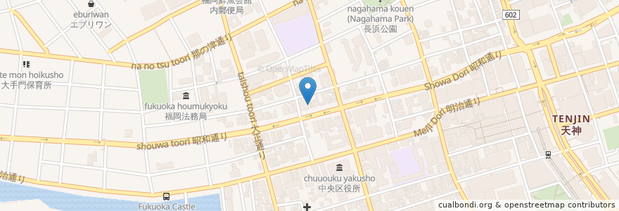Mapa de ubicacion de 油そば七色 en Japon, Préfecture De Fukuoka, 福岡市, 中央区.