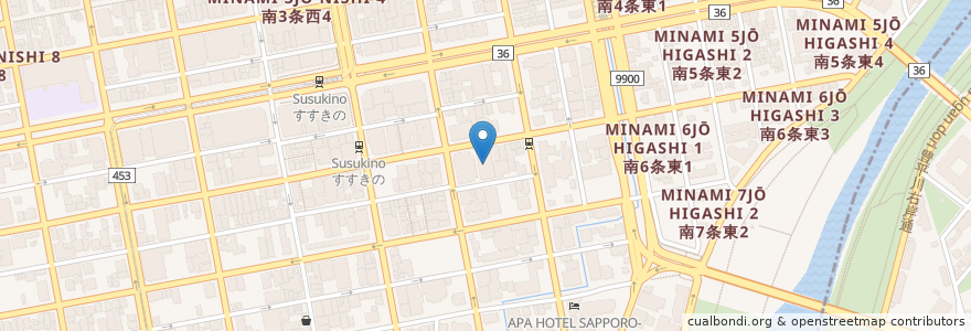 Mapa de ubicacion de ららつー en Jepun, 北海道, 石狩振興局, 札幌市, 中央区.