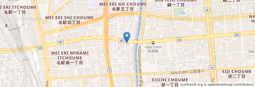 Mapa de ubicacion de 大潮屋 en Japonya, 愛知県, 名古屋市, 中村区.