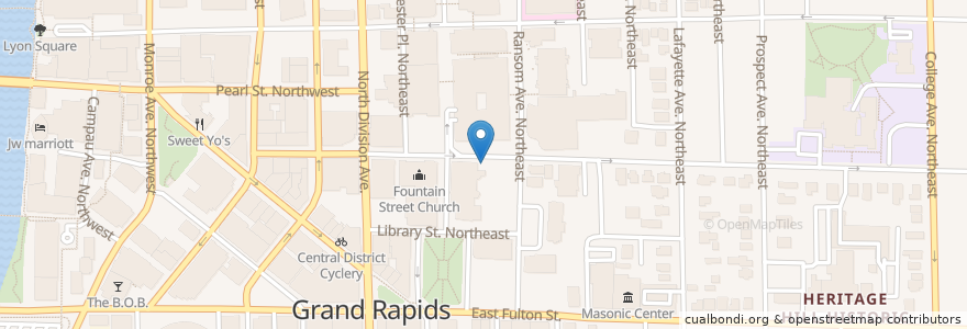 Mapa de ubicacion de Grand Rapids Public Library en United States, Michigan, Kent County, Grand Rapids.