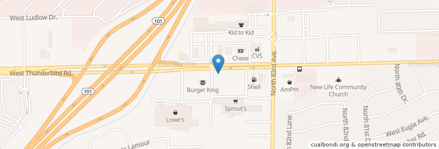 Mapa de ubicacion de Dutch Bros. Coffee en United States, Arizona, Maricopa County, Peoria.