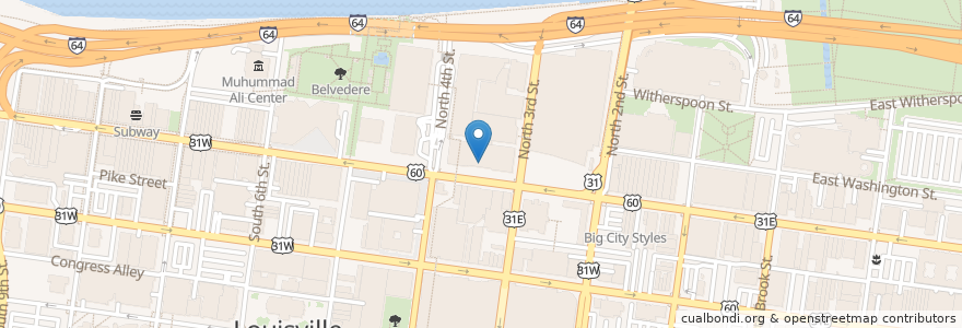 Mapa de ubicacion de Jeff Ruby's Steakhouse - Louisville en Amerika Birleşik Devletleri, Kentucky, Jefferson County, Louisville.