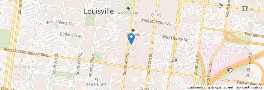 Mapa de ubicacion de TGI Friday's en Amerika Birleşik Devletleri, Kentucky, Jefferson County, Louisville.