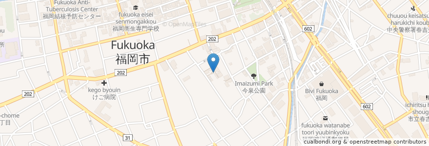 Mapa de ubicacion de Kurumi Cafe en 日本, 福岡県, 福岡市, 中央区.