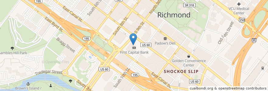 Mapa de ubicacion de Wendy's en アメリカ合衆国, バージニア州, Richmond City.