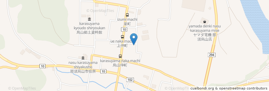 Mapa de ubicacion de 烏山仲町郵便局 en ژاپن, 栃木県, 那須烏山市.