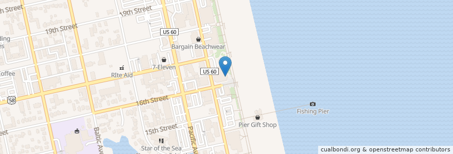 Mapa de ubicacion de RockFish Boardwalk Bar and Seagrill en Соединённые Штаты Америки, Виргиния, Virginia Beach.