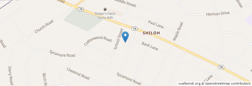 Mapa de ubicacion de Shiloh United Church of Christ en Vereinigte Staaten Von Amerika, Pennsylvania, West Manchester Township.