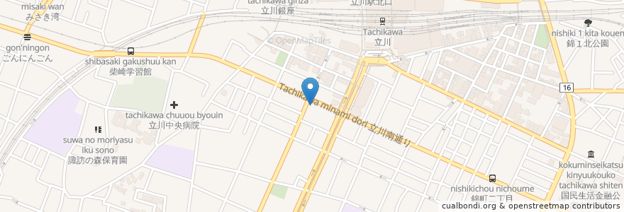 Mapa de ubicacion de 東京都民銀行 en Japan, Tokio, 立川市.