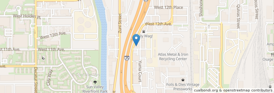 Mapa de ubicacion de Coffee Warehouse en Amerika Birleşik Devletleri, Kolorado, Denver County, Denver.