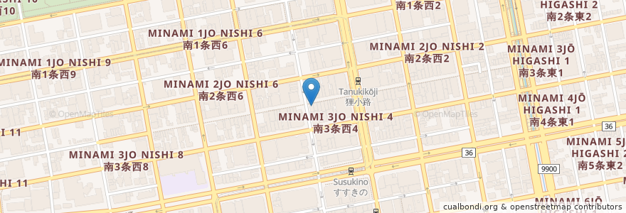 Mapa de ubicacion de 澤崎水産 en Japan, Präfektur Hokkaido, 石狩振興局, 札幌市, 中央区.