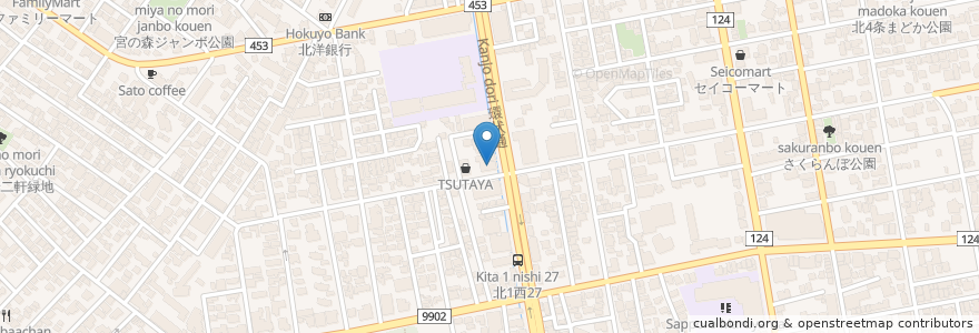 Mapa de ubicacion de ベビーフェイスプラネッツ en Japon, Préfecture De Hokkaidō, 石狩振興局, 札幌市, 中央区.