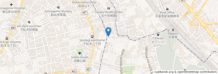 Mapa de ubicacion de 谷中満天ドーナツ en Japan, 東京都, 台東区.