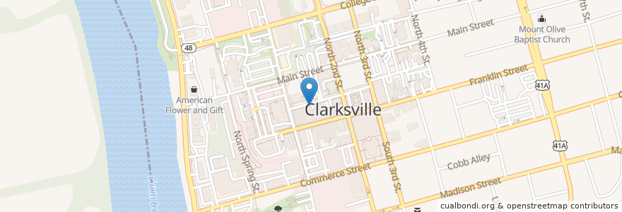 Mapa de ubicacion de APSU CECA Downtown Gallery en ایالات متحده آمریکا, تنسی, Montgomery County, Clarksville.