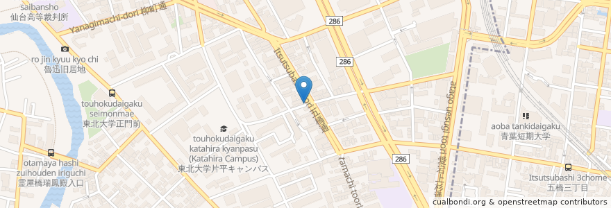 Mapa de ubicacion de Yokozuna en Japonya, 宮城県, 仙台市, 青葉区.
