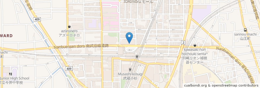 Mapa de ubicacion de 駐輪場B en Япония, Канагава, Кавасаки, Накахара.