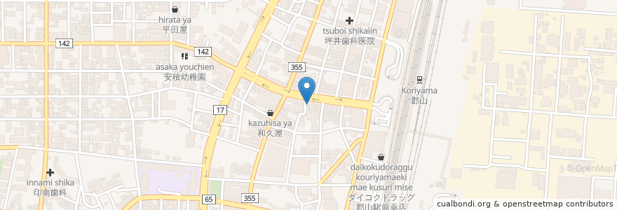 Mapa de ubicacion de カラオケ ビッグエコー en 日本, 福島県, 郡山市.