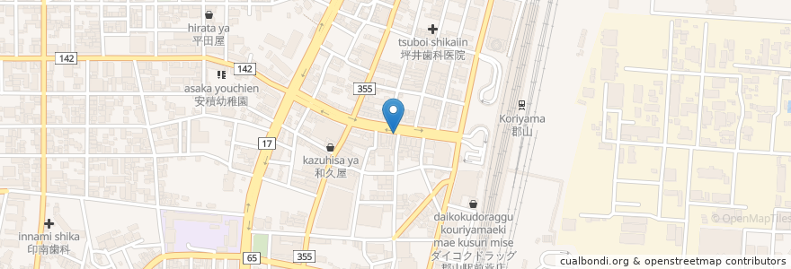 Mapa de ubicacion de 水のせせらぎベンチ en اليابان, فوكوشيما, 郡山市.