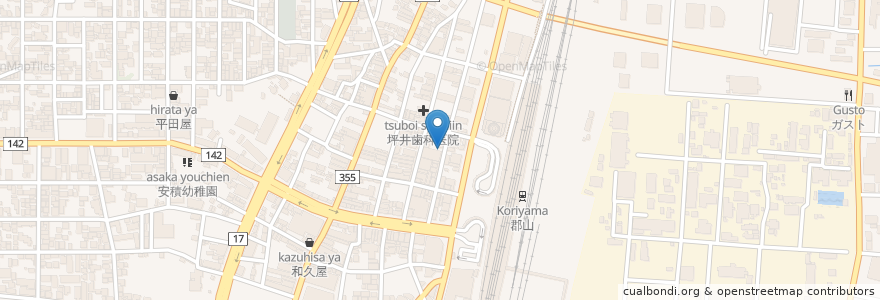 Mapa de ubicacion de フレンドパーク郡山駅前2丁目第2 en 日本, 福島県, 郡山市.