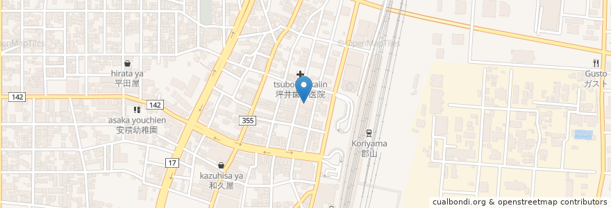 Mapa de ubicacion de プチグリーン en 日本, 福島県, 郡山市.