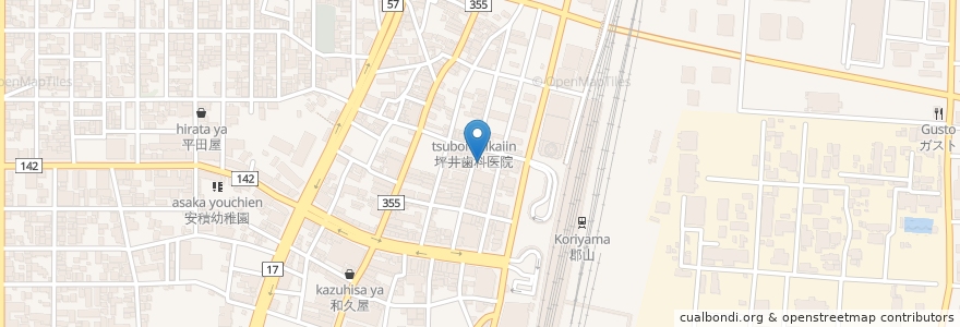 Mapa de ubicacion de 駅前横丁 en Jepun, 福島県, 郡山市.
