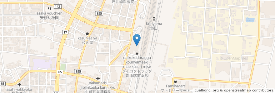 Mapa de ubicacion de 水神宮 en Japan, Fukushima Prefecture, Koriyama.