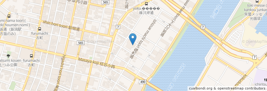 Mapa de ubicacion de 中央公民館 en 日本, 新潟県, 新潟市, 中央区.