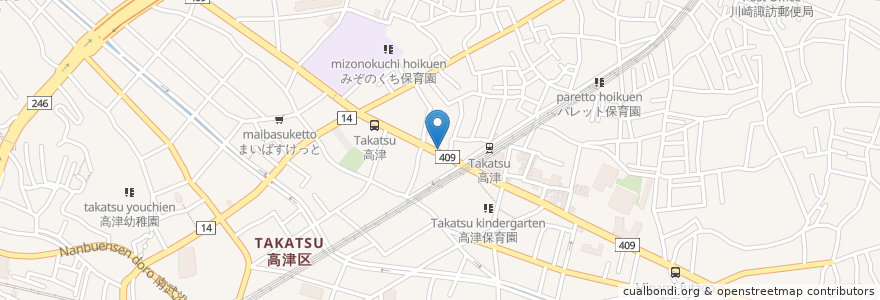 Mapa de ubicacion de 山中屋 en Япония, Канагава, Кавасаки, Такацу.