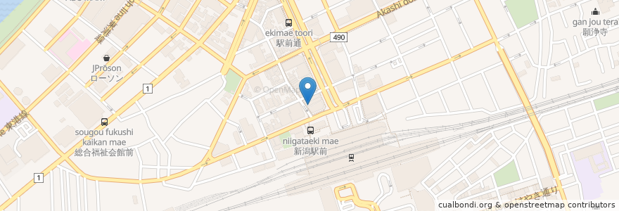 Mapa de ubicacion de さかなや道場 en Япония, Ниигата, 新潟市, 中央区.