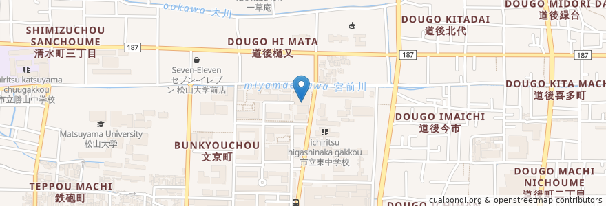 Mapa de ubicacion de 紙パック飲料 en 日本, 愛媛県, 松山市.