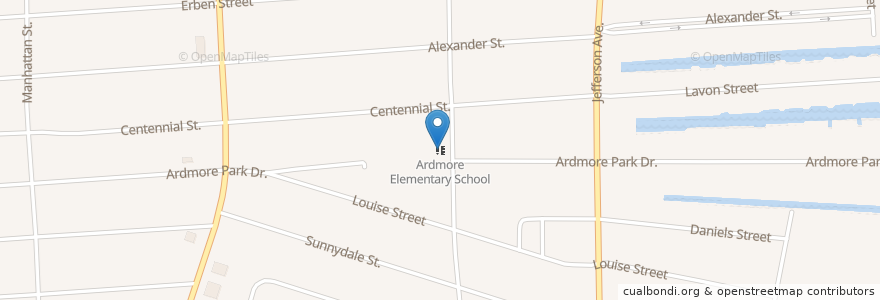 Mapa de ubicacion de Ardmore Elementary School en Соединённые Штаты Америки, Мичиган, Macomb County, Saint Clair Shores.