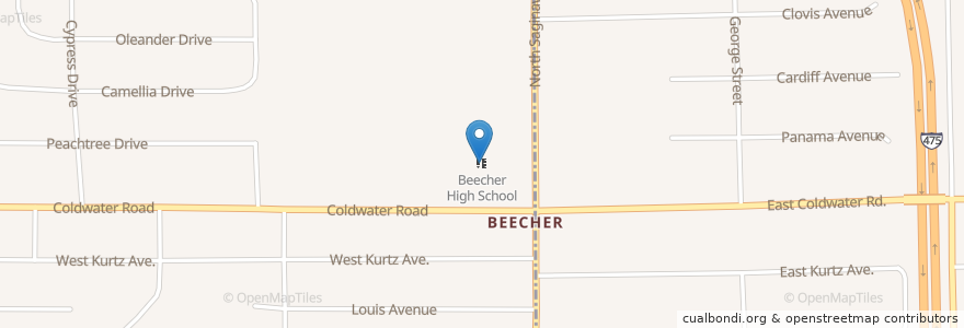 Mapa de ubicacion de Beecher High School en アメリカ合衆国, ミシガン州, Genesee County.