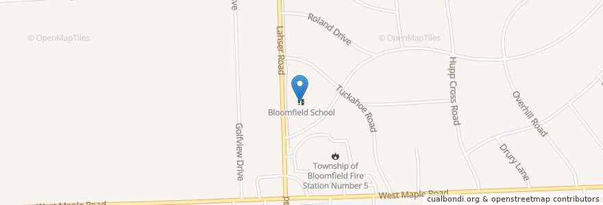 Mapa de ubicacion de Bloomfield School en Verenigde Staten, Michigan, Oakland County, Bloomfield Township.