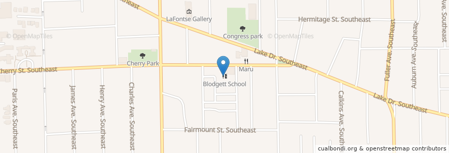 Mapa de ubicacion de Blodgett School en Stati Uniti D'America, Michigan, Kent County, Grand Rapids.