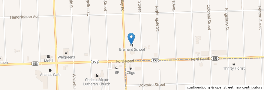 Mapa de ubicacion de Brainard School en الولايات المتّحدة الأمريكيّة, ميشيغان, مقاطعة وين, Dearborn Heights.