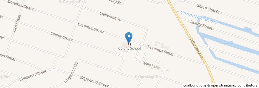 Mapa de ubicacion de Colony School en 美利坚合众国/美利堅合眾國, 密歇根州, Macomb County, Saint Clair Shores.