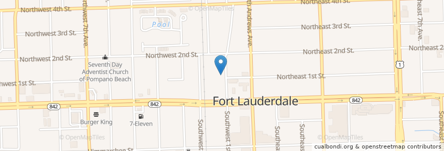 Mapa de ubicacion de Broward Central Terminal en Vereinigte Staaten Von Amerika, Florida, Broward County, Fort Lauderdale.