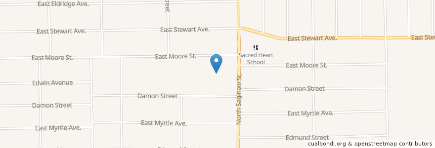 Mapa de ubicacion de Dewey School en アメリカ合衆国, ミシガン州, Genesee County, Flint.