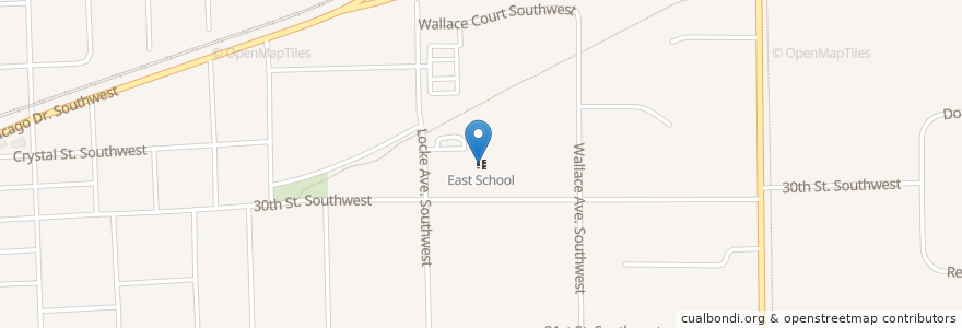 Mapa de ubicacion de Grandville East Elementary en United States, Michigan, Kent County, Grandville.