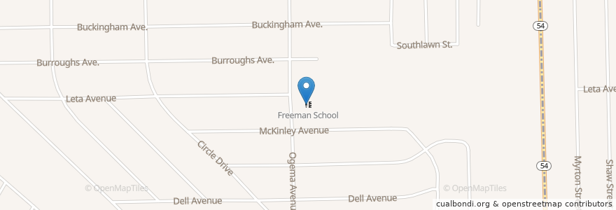 Mapa de ubicacion de Freeman School en 미국, 미시간, Genesee County, Burton.