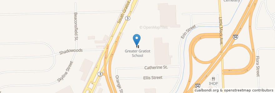 Mapa de ubicacion de Greater Gratiot School en الولايات المتّحدة الأمريكيّة, ميشيغان, Macomb County, Roseville.