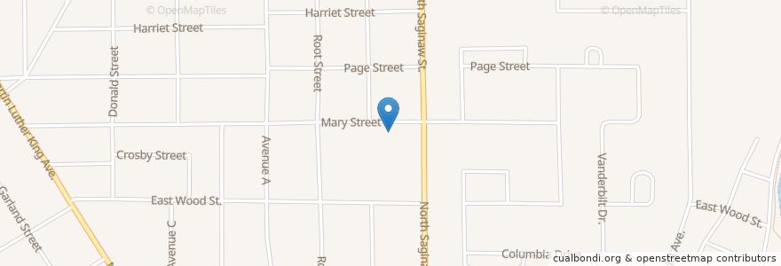 Mapa de ubicacion de J F Kennedy School en アメリカ合衆国, ミシガン州, Genesee County, Flint.