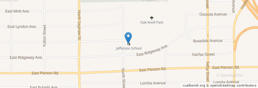 Mapa de ubicacion de Jefferson School en 美利坚合众国/美利堅合眾國, 密歇根州, Genesee County, Flint.