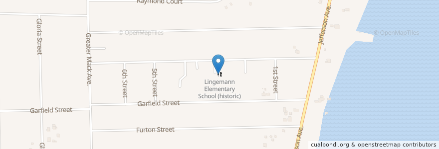 Mapa de ubicacion de Lingemann Elementary School (historic) en Соединённые Штаты Америки, Мичиган, Macomb County, Saint Clair Shores.